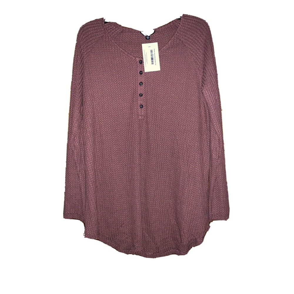 Royal And Reese Boutique Racheal Dakota Waffle Knit Henley Top Small Nwt